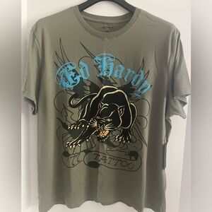 ED HARDY Cotton Blend Crew Neck Short Sleeve Graphic T Shirt